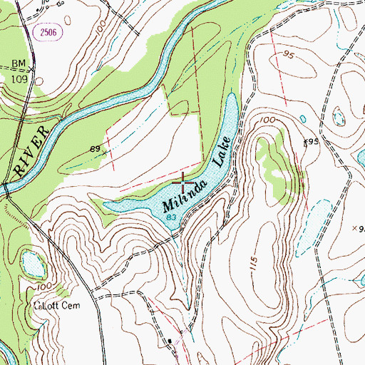 Topographic Map of Milinda Lake, TX
