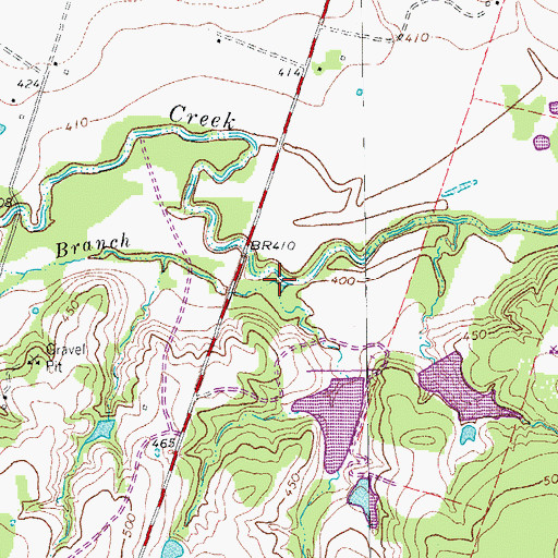 Topographic Map of Mill Branch, TX