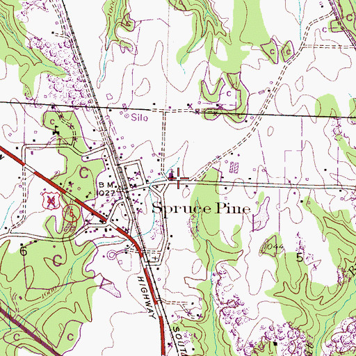 Topographic Map of Spruce Pine Baptist Church, AL