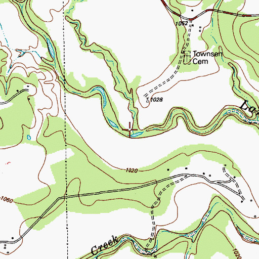Topographic Map of Mill Branch, TX