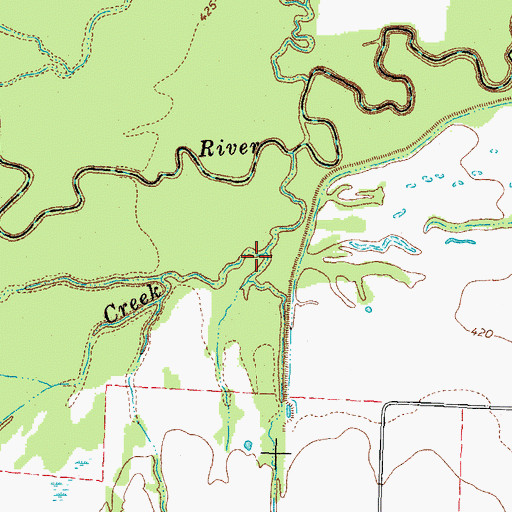 Topographic Map of Mill Branch, TX