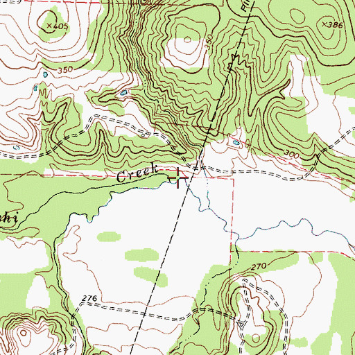 Topographic Map of Mill Branch, TX