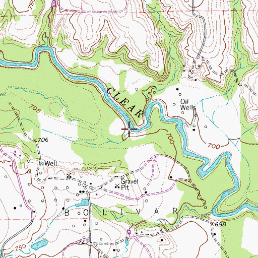 Topographic Map of Mill Branch, TX
