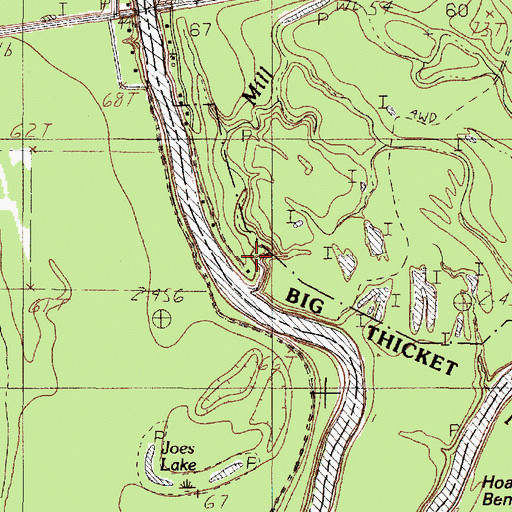 Topographic Map of Mill Creek, TX