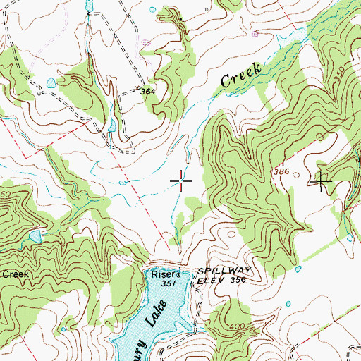 Topographic Map of Mill Creek, TX