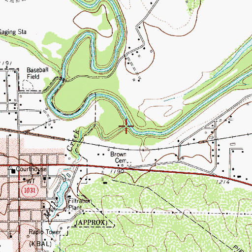 Topographic Map of Mill Creek, TX