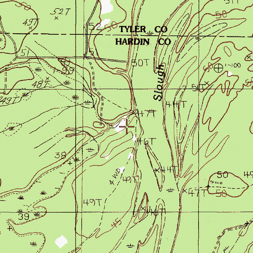 Topographic Map of Mill Creek, TX