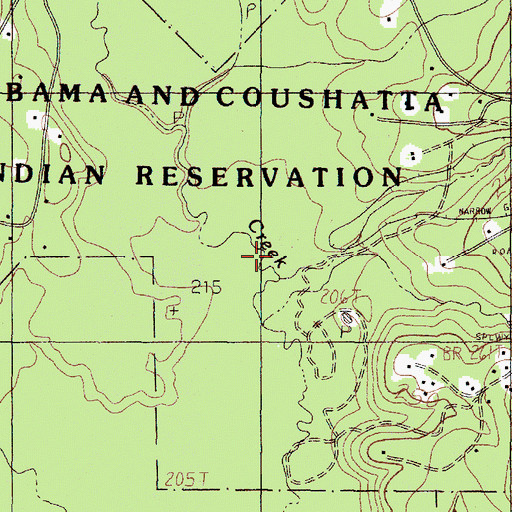 Topographic Map of Mill Creek, TX