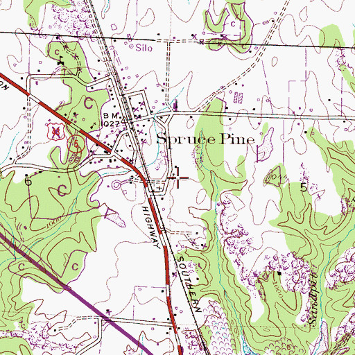 Topographic Map of Spruce Pine Church of Christ, AL