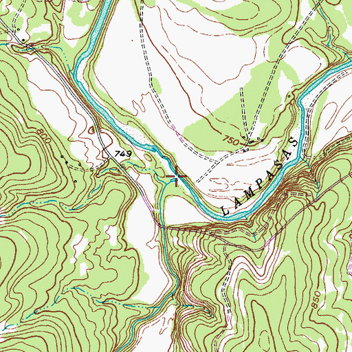 Topographic Map of Mill Creek, TX