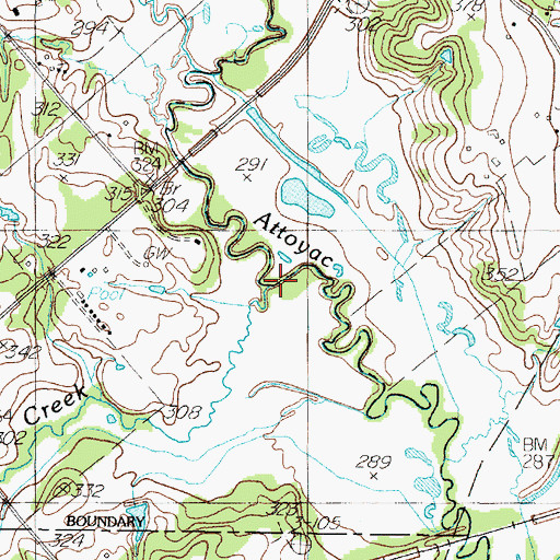 Topographic Map of Mill Creek, TX