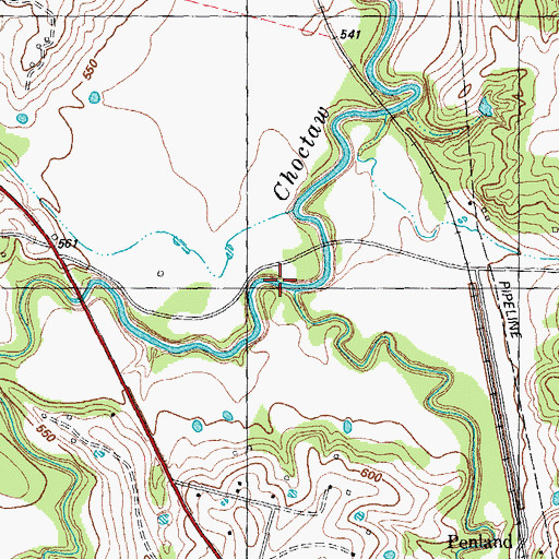 Topographic Map of Mill Creek, TX