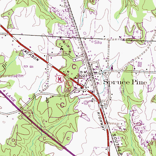 Topographic Map of Spruce Pine United Methodist Church, AL