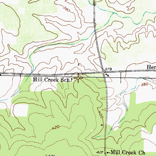 Topographic Map of Mill Creek School, TX