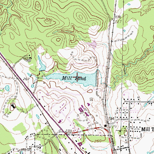 Topographic Map of Mill Pond, TX