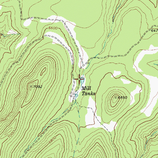 Topographic Map of Mill Tanks, TX