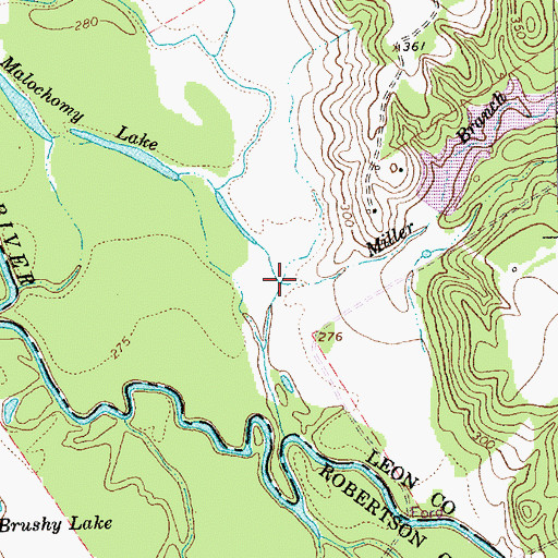 Topographic Map of Miller Branch, TX