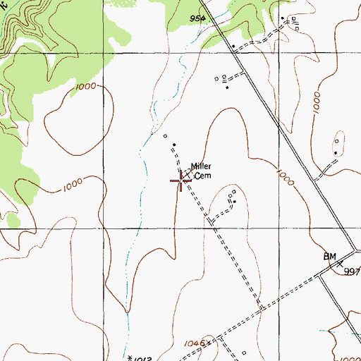 Topographic Map of Miller Cemetery, TX