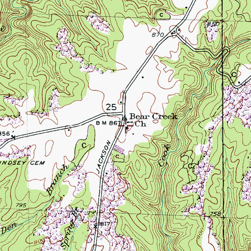 Topographic Map of Sugar Hill School (historical), AL