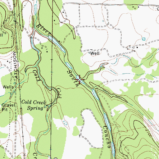 Topographic Map of Millers Branch, TX