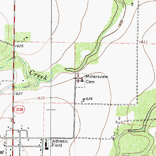 Topographic Map of Millersview Cemetery, TX