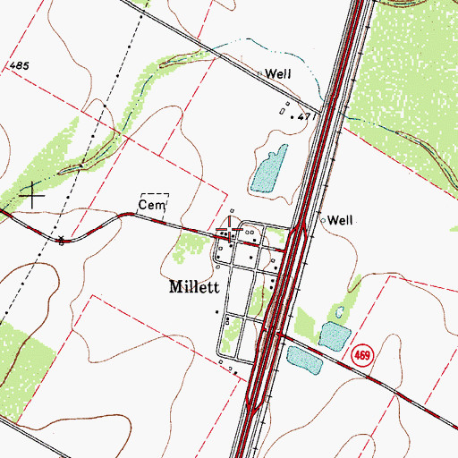 Topographic Map of Millett, TX