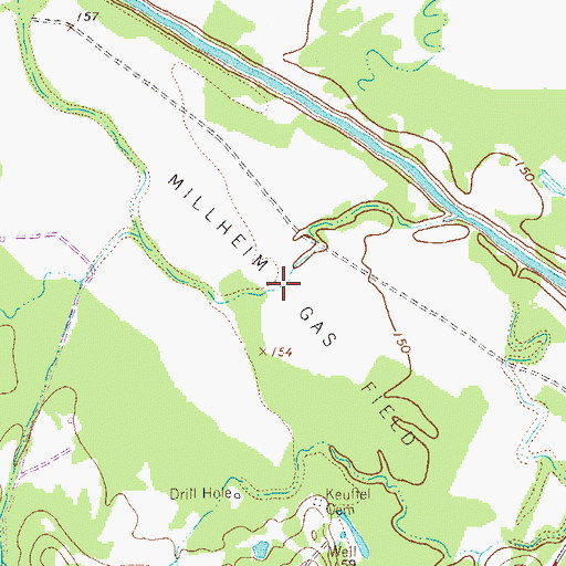 Topographic Map of Millheim Gas Field, TX