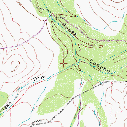 Topographic Map of Milligan Draw, TX