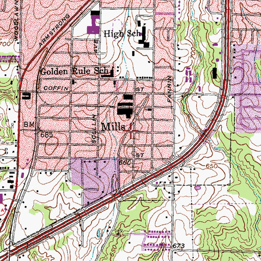 Topographic Map of Mills, TX