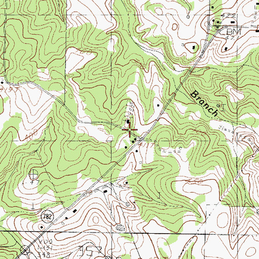 Topographic Map of Millville Church, TX