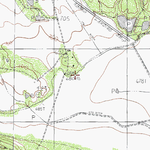 Topographic Map of Milton Frank Farms, TX