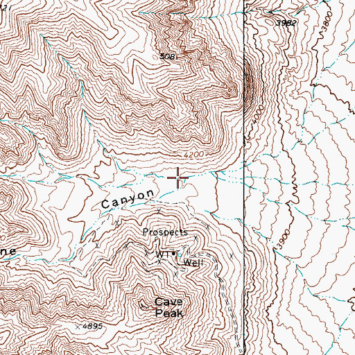Topographic Map of Mine Canyon, TX