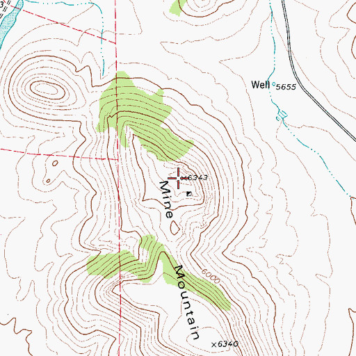Topographic Map of Mine Mountain, TX