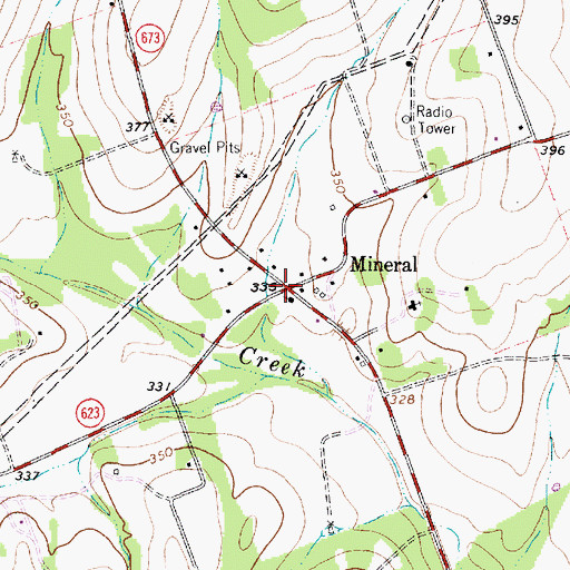 Topographic Map of Mineral, TX