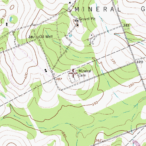 Topographic Map of Mineral Cemetery, TX