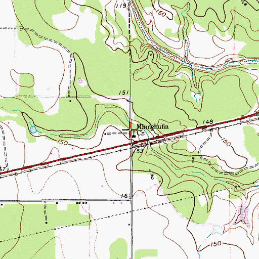 Topographic Map of Minnehulla Church, TX