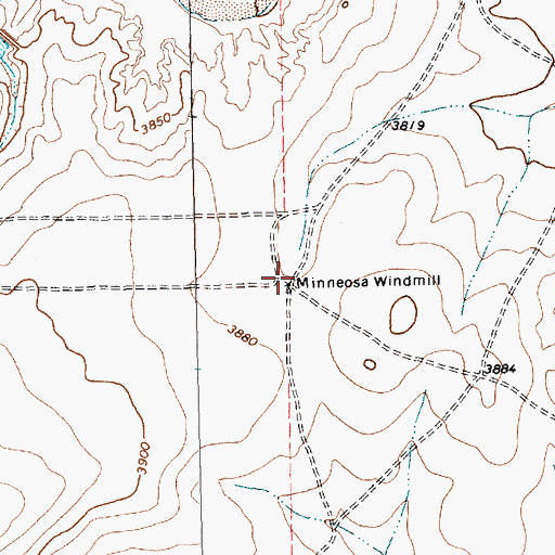Topographic Map of Minneosa Windmill, TX
