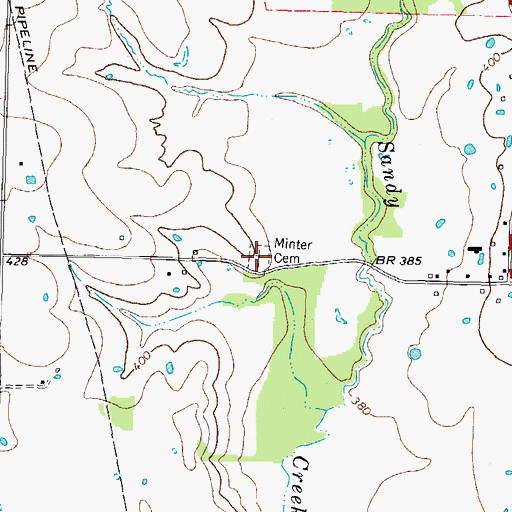 Topographic Map of Minter Cemetery, TX