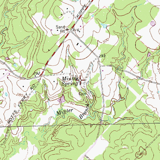 Topographic Map of Minter Spring, TX