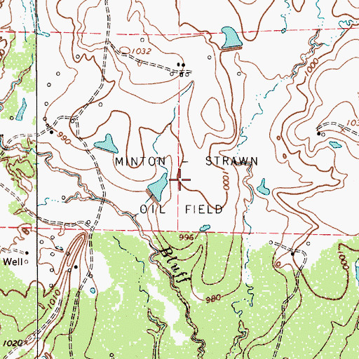 Topographic Map of Minton-Strawn Oil Field, TX