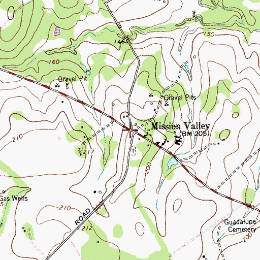 Topographic Map of Mission Valley, TX