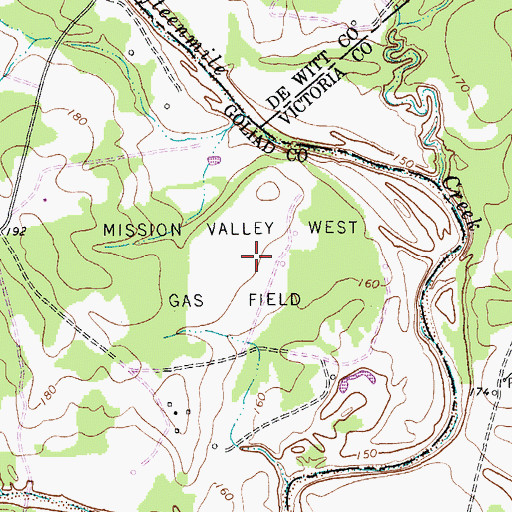 Topographic Map of Mission Valley West Gas Field, TX