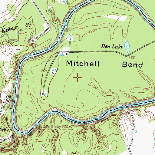 Topographic Map of Mitchell Bend, TX