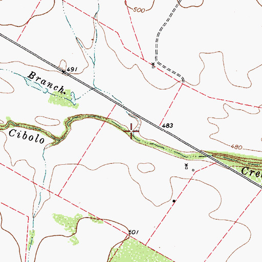 Topographic Map of Mitchell Branch, TX