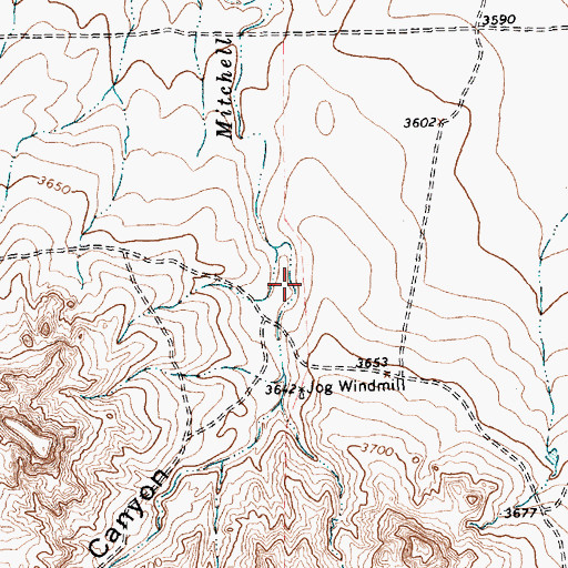 Topographic Map of Mitchell Canyon, TX