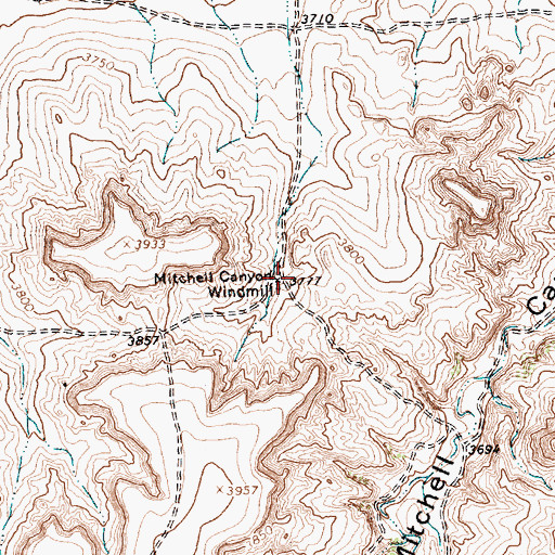 Topographic Map of Mitchell Canyon Windmill, TX