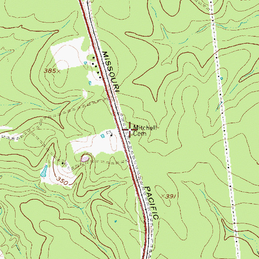 Topographic Map of Mitchell Cemetery, TX