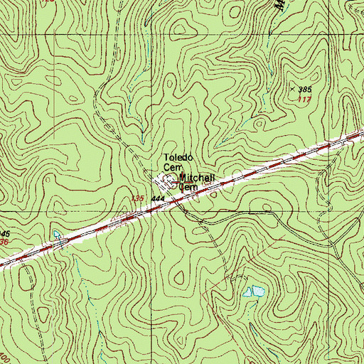 Topographic Map of Mitchell Cemetery, TX