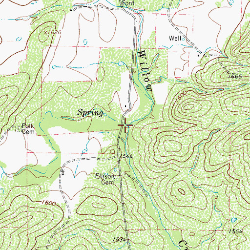 Topographic Map of Mitchell Creek, TX