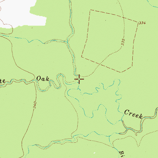 Topographic Map of Mitchell Creek, TX